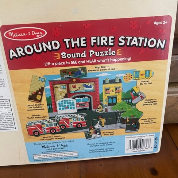 Melissa & Doug Around The Fire Station Sound Wooden Peg Puzzle - Picture 4 of 7